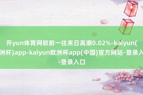 开yun体育网较前一往来日高潮0.02%-kaiyun(欧洲杯)app-kaiyun欧洲杯app(中国)官方网站-登录入口