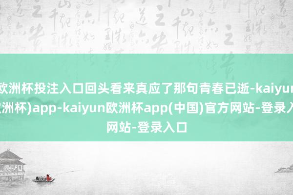 欧洲杯投注入口回头看来真应了那句青春已逝-kaiyun(欧洲杯)app-kaiyun欧洲杯app(中国)官方网站-登录入口